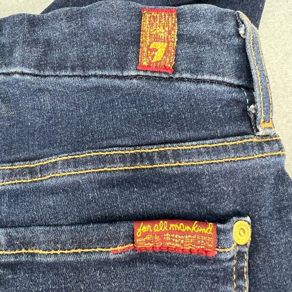 7 For All Mankind Jean Women's 25 (2) Dark Blue The High Waist Ankle Skinny - Picture 6 of 16